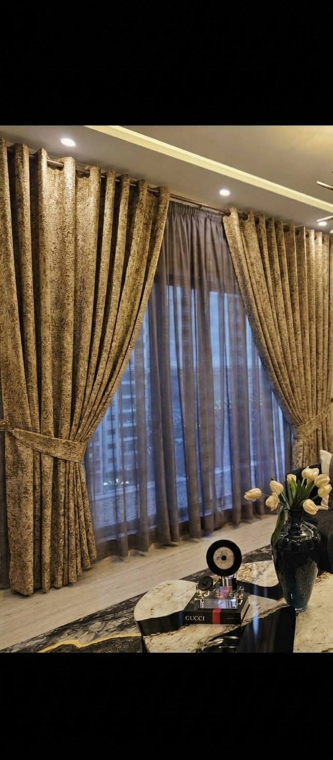 Champagne Crest Texture Velvet curtains